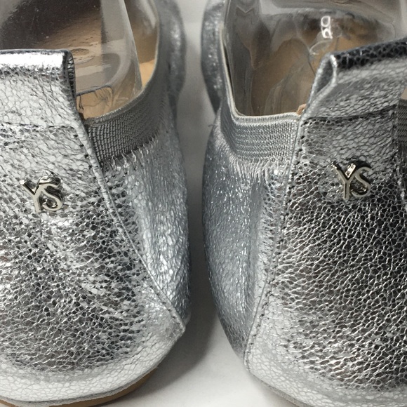 Yosi Samra Vienna silver foldable leather flats - Picture 3 of 6